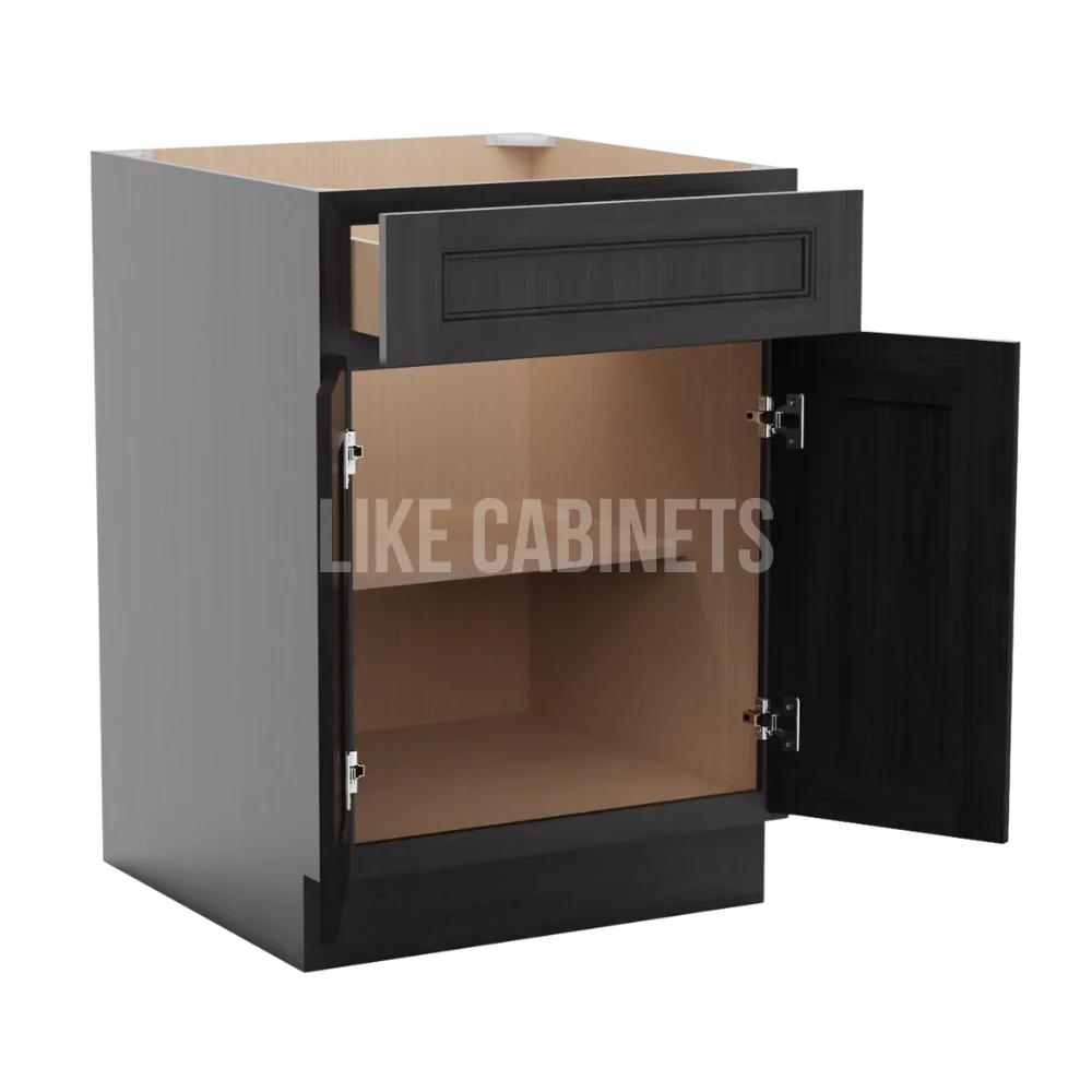 Double Smokey Gray Base Cabinet with Double Doors & Single Drawer