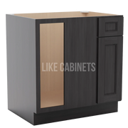 Double Smokey Gray Blind Corner Base Cabinet (L/R interchangeable)