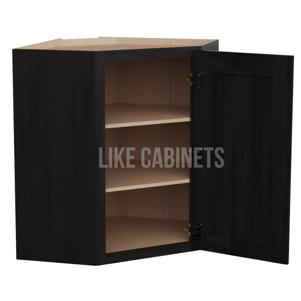 Double Smokey Gray 24'' W Diagonal Corner Wall Cabinet