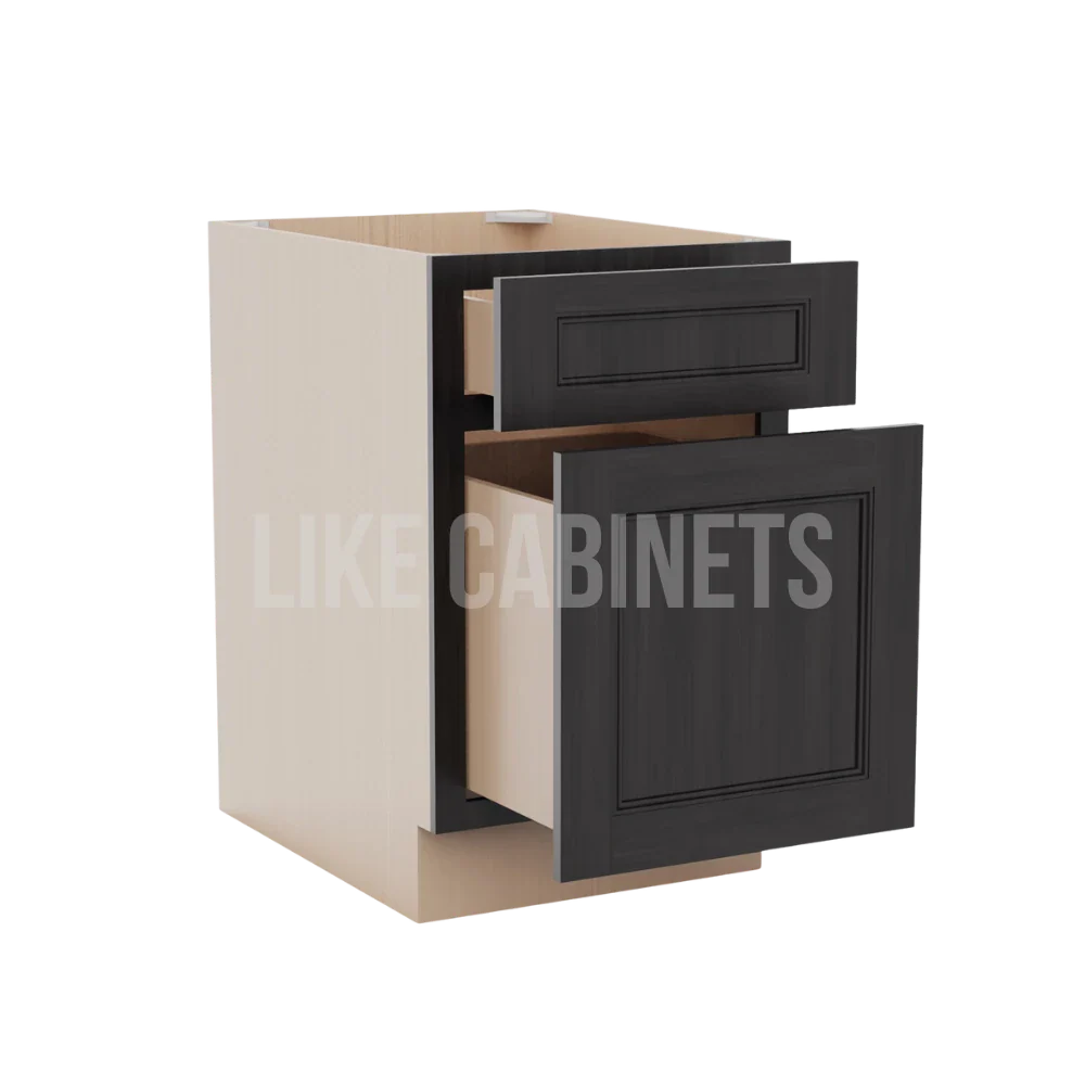 Double Smokey Gray Two Drawer Document File Base Cabinet