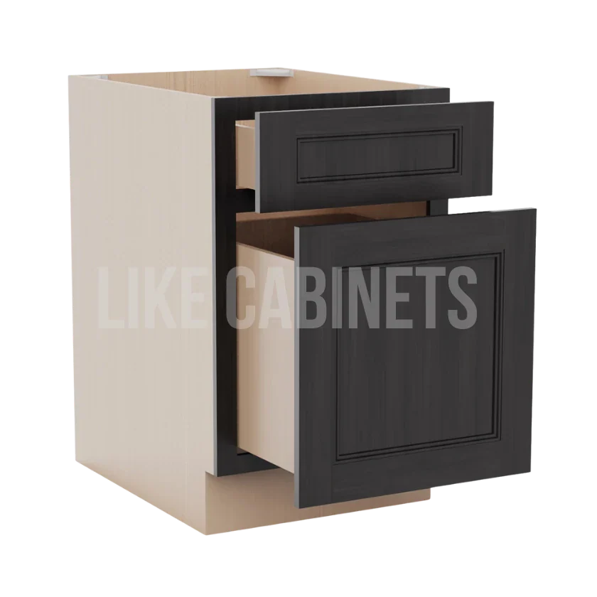 Double Smokey Gray Two Drawer Document File Base Cabinet
