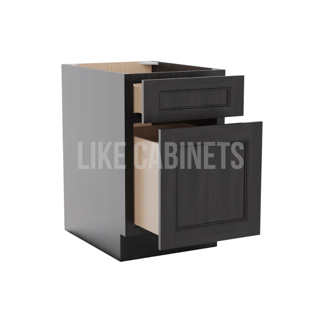 Double Smokey Gray Two Drawer Document File Base Cabinet