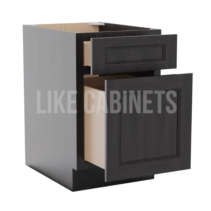 Double Smokey Gray Two Drawer Document File Base Cabinet