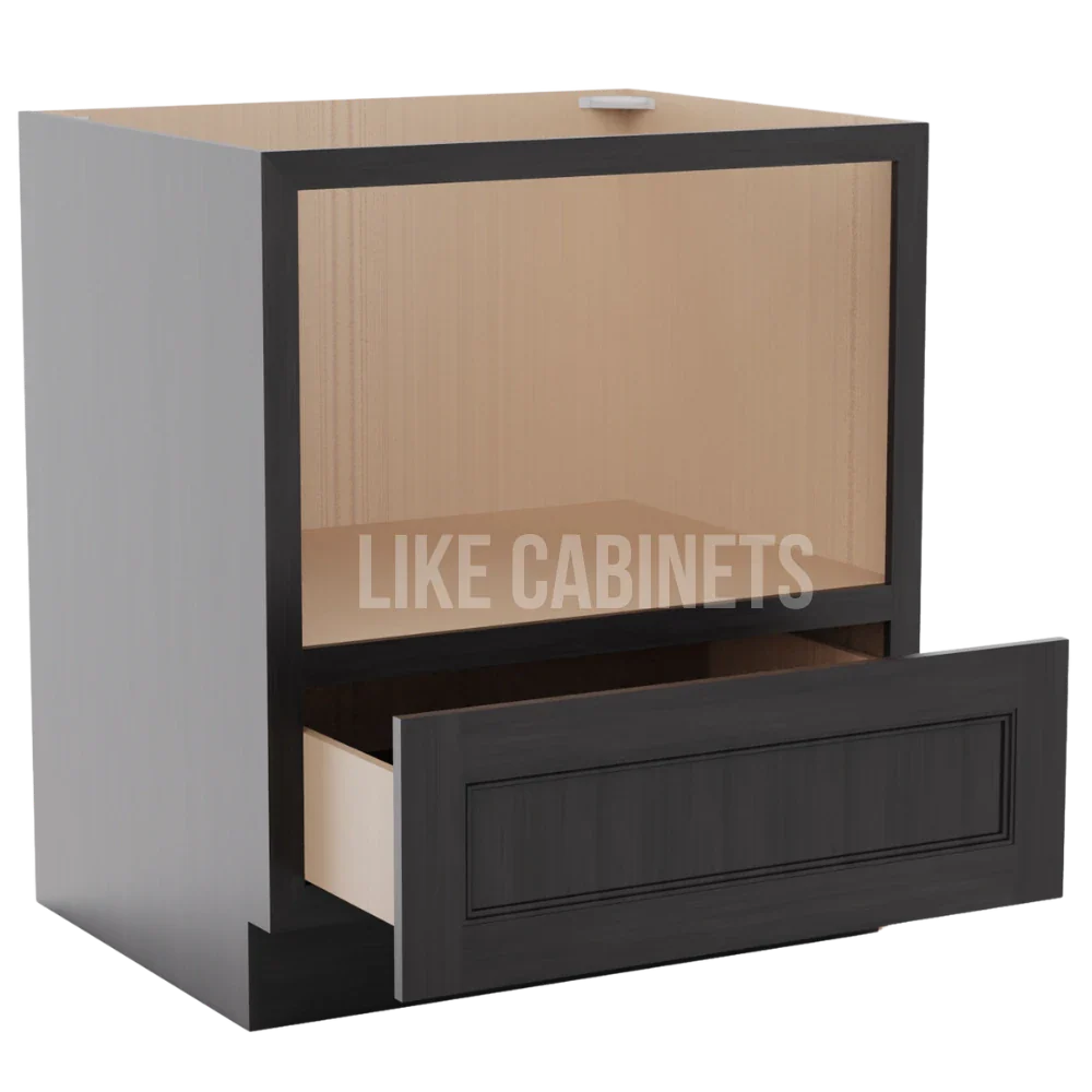 Double Smokey Gray Microwave Base Cabinet with Single Drawer