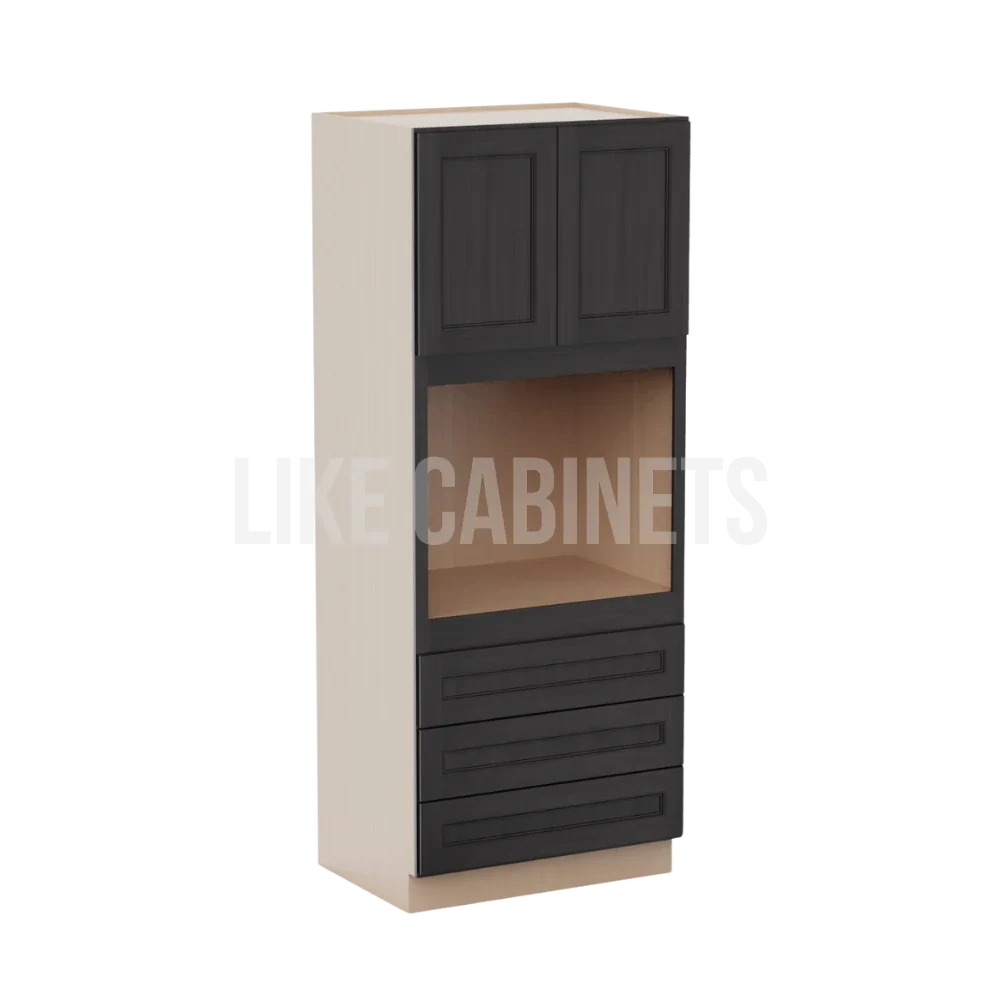 Double Smokey Gray 33'' W Double Door Oven Pantry Cabinet with Three Drawers