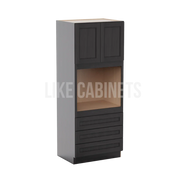 Double Smokey Gray 33'' W Double Door Oven Pantry Cabinet with Three Drawers