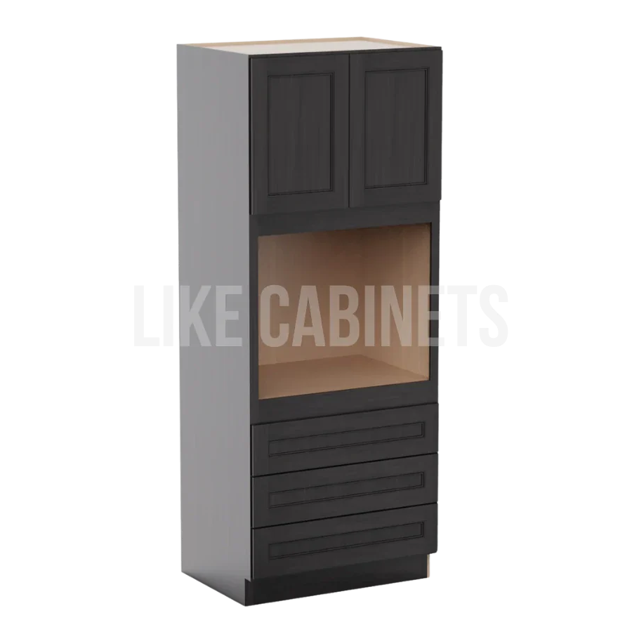 Double Smokey Gray 33'' W Double Door Oven Pantry Cabinet with Three Drawers