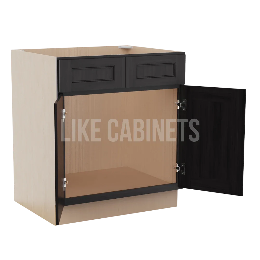 Double Smokey Gray Sink Base With Double Doors and False Drawers