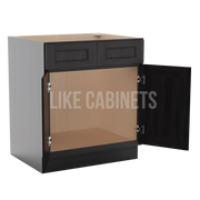 Double Smokey Gray Sink Base With Double Doors and False Drawers