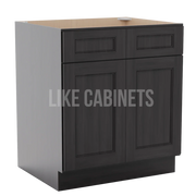 Double Smokey Gray Sink Base With Double Doors and False Drawers