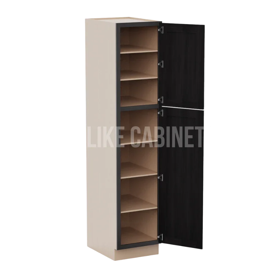 Double Smokey Gray 18'' W Two Single Door Utility Pantry Cabinet