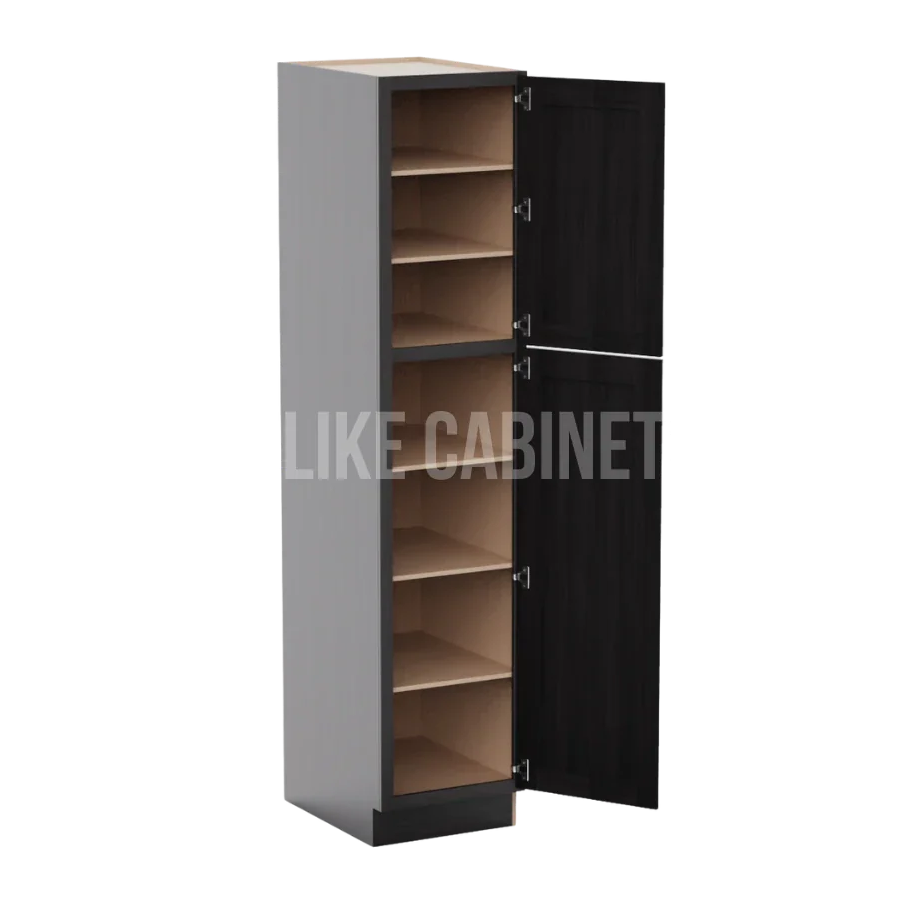 Double Smokey Gray 18'' W Two Single Door Utility Pantry Cabinet