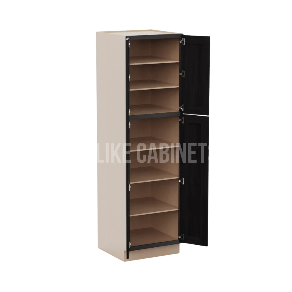 Double Smokey Gray 24'' W Two Double Door Utility Pantry Cabinet