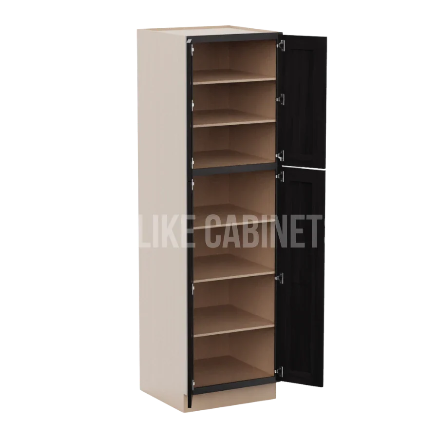 Double Smokey Gray 24'' W Two Double Door Utility Pantry Cabinet