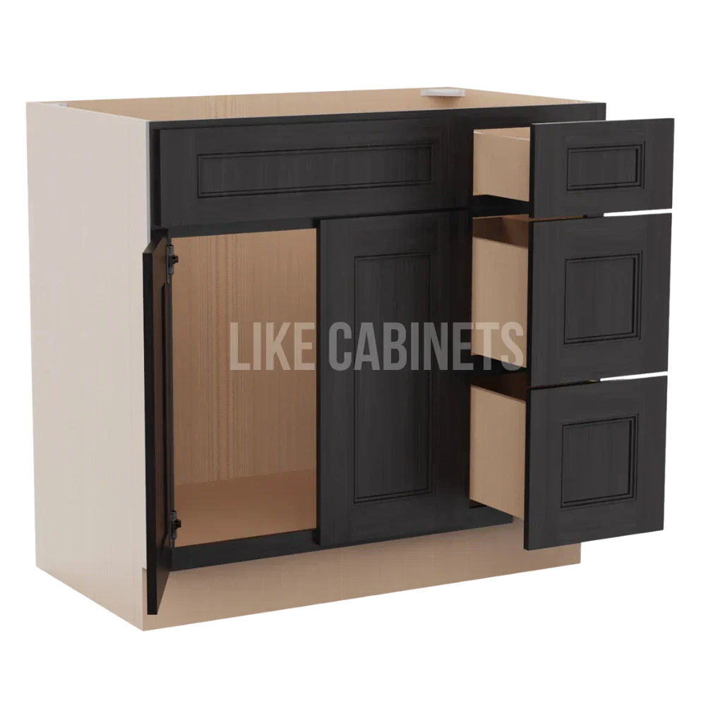 Double Smokey Gray 33'' W Vanity Combo with Drawers