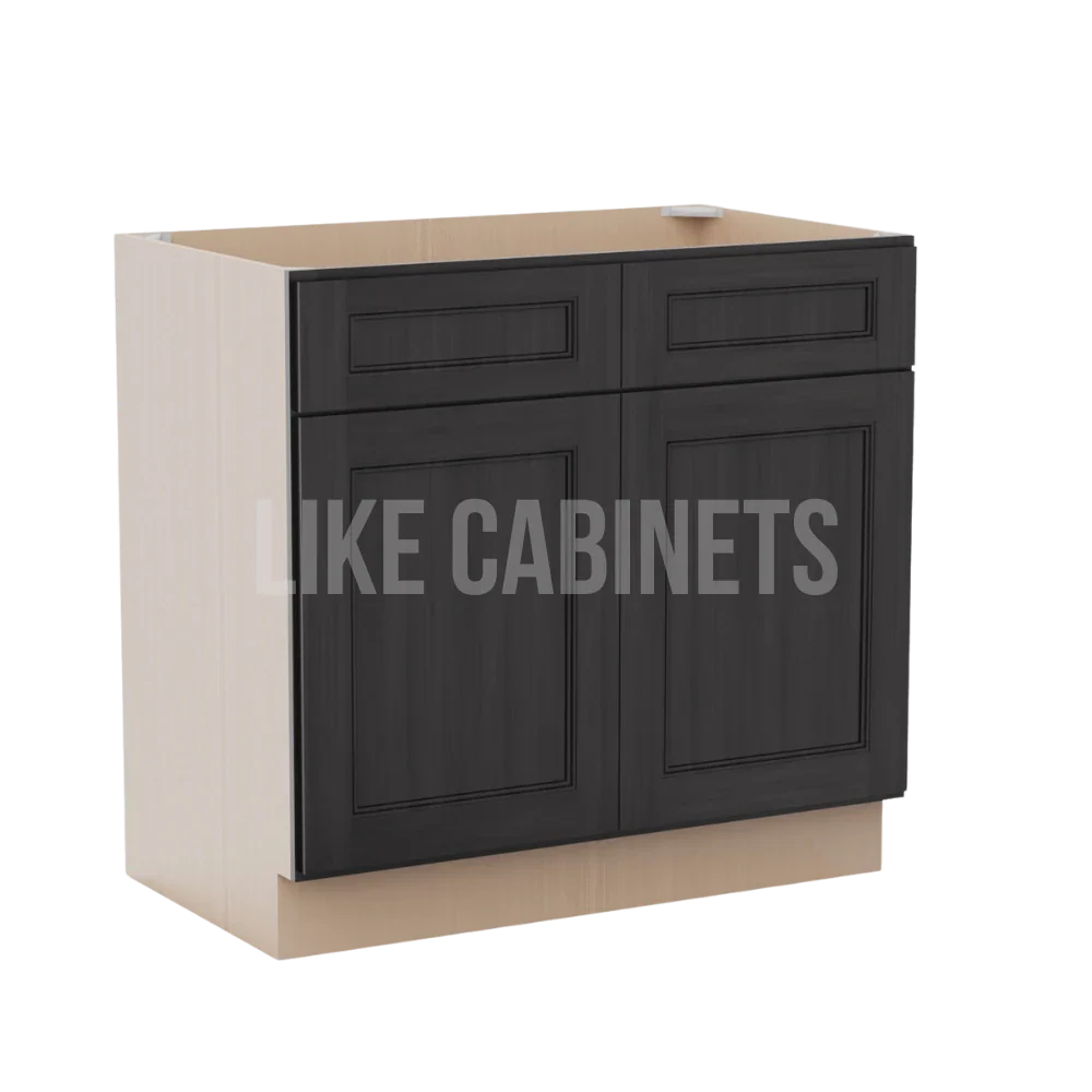 Double Smokey Gray Vanity Sink Base Cabinet