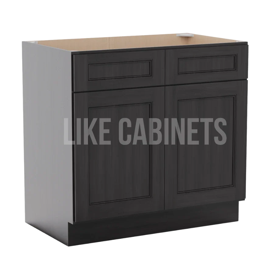 Double Smokey Gray Vanity Sink Base Cabinet