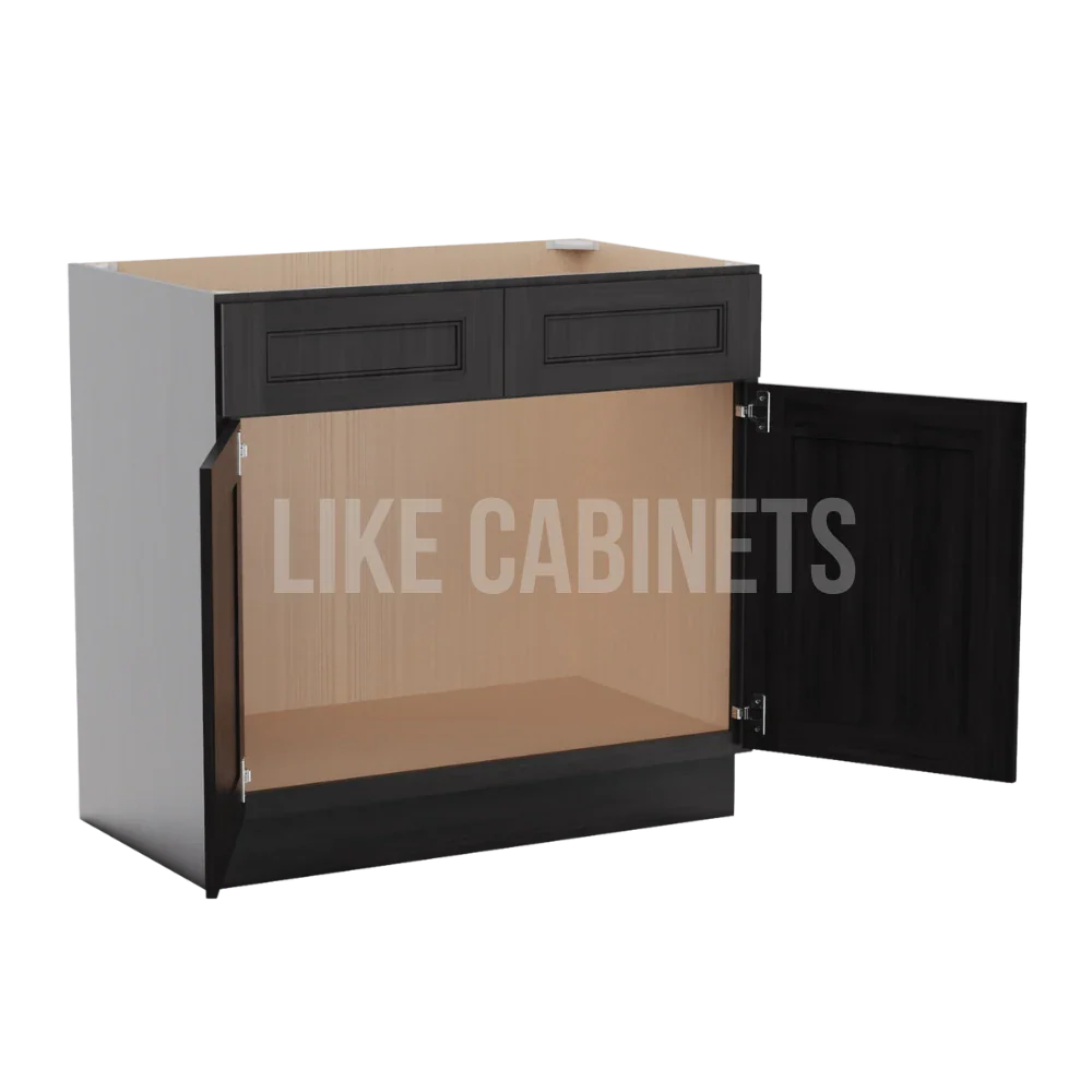 Double Smokey Gray Vanity Sink Base Cabinet