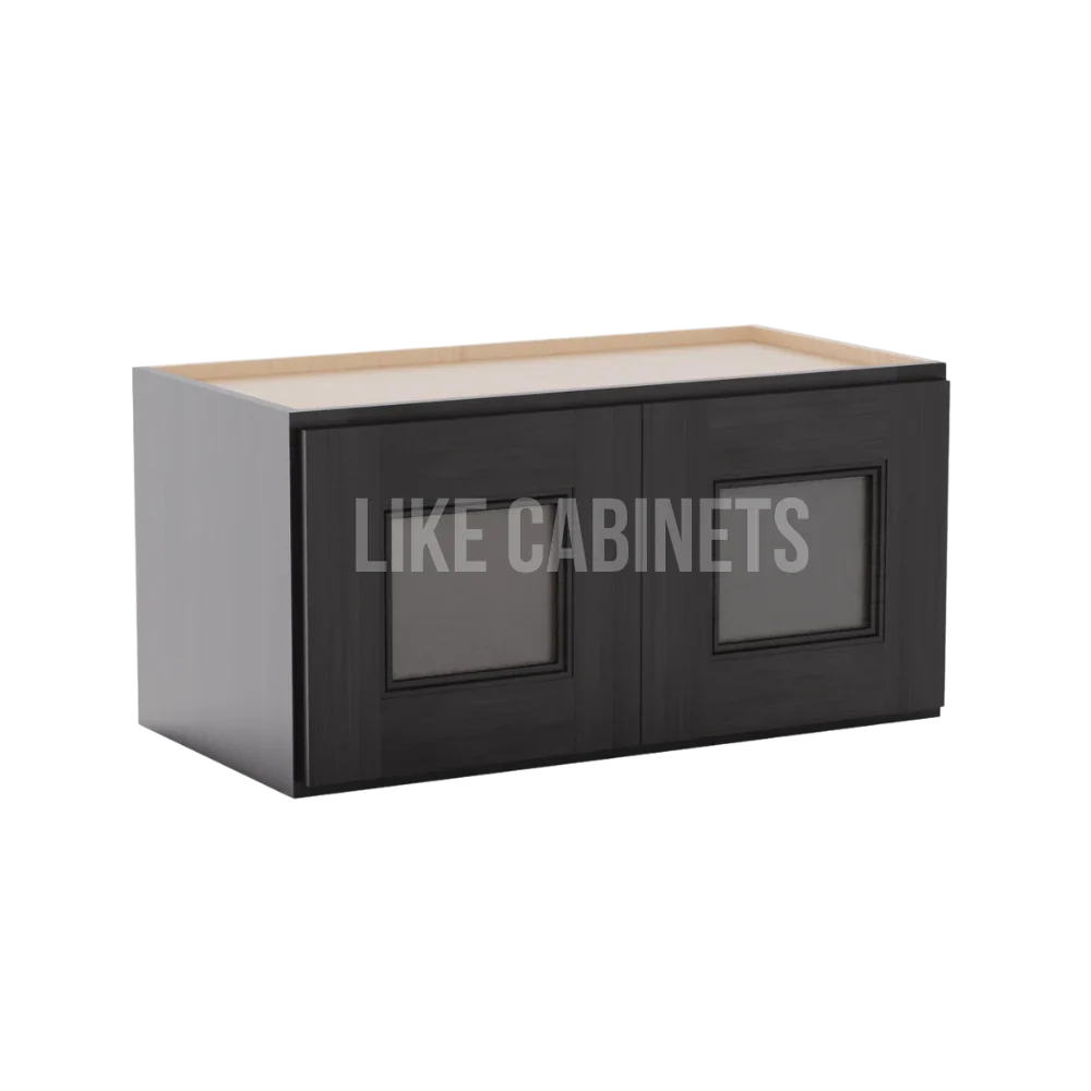 Double Smokey Gray 12'' H Double Door Wall Cabinet with Glass Doors