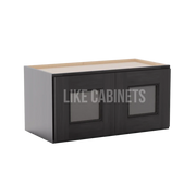 Double Smokey Gray 12'' H Double Door Wall Cabinet with Glass Doors