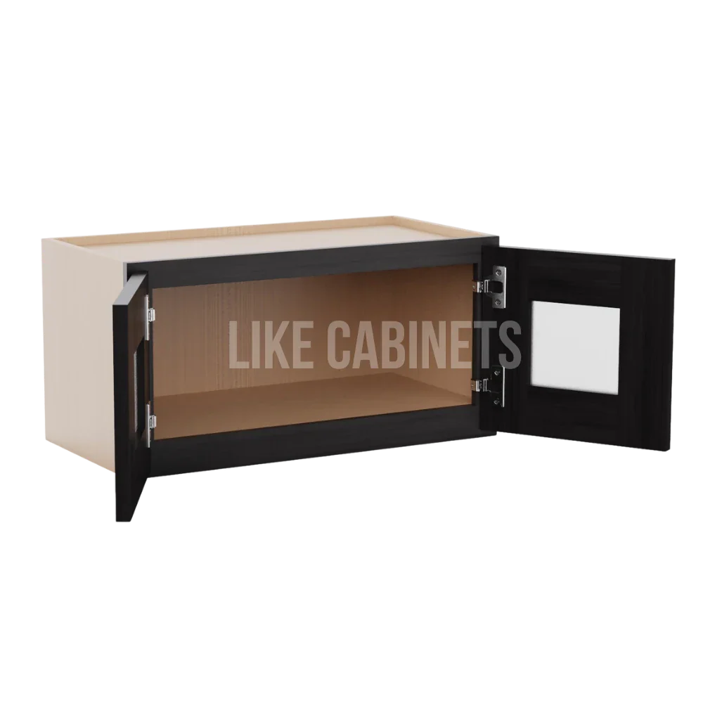 Double Smokey Gray 12'' H Double Door Wall Cabinet with Glass Doors