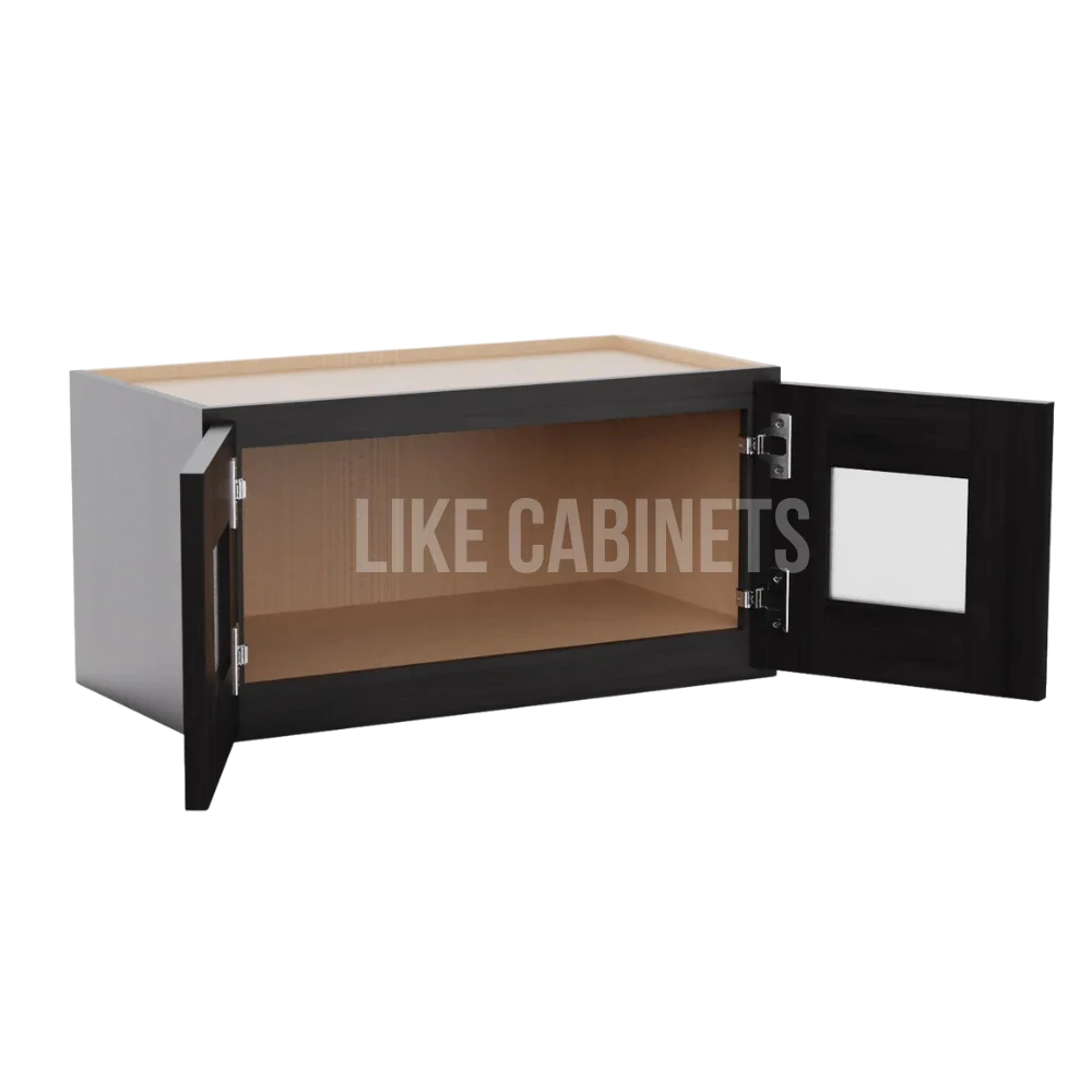 Double Smokey Gray 12'' H Double Door Wall Cabinet with Glass Doors