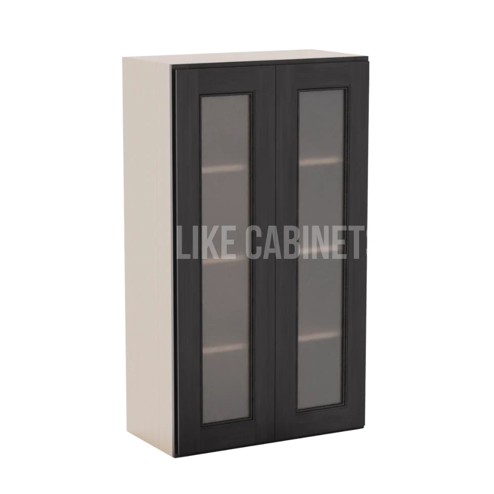 Double Smokey Gray 42'' H Double Door Wall Cabinet with Glass Doors