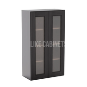 Double Smokey Gray 42'' H Double Door Wall Cabinet with Glass Doors