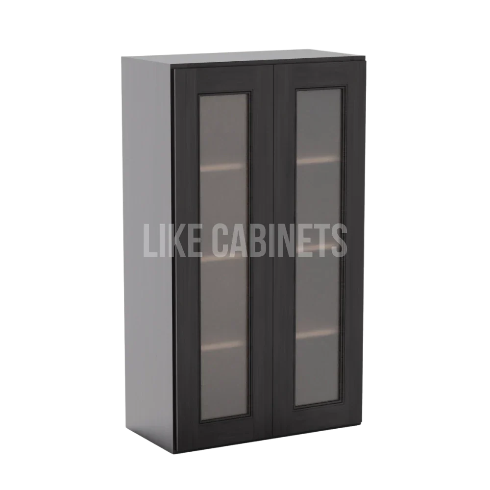Double Smokey Gray 42'' H Double Door Wall Cabinet with Glass Doors