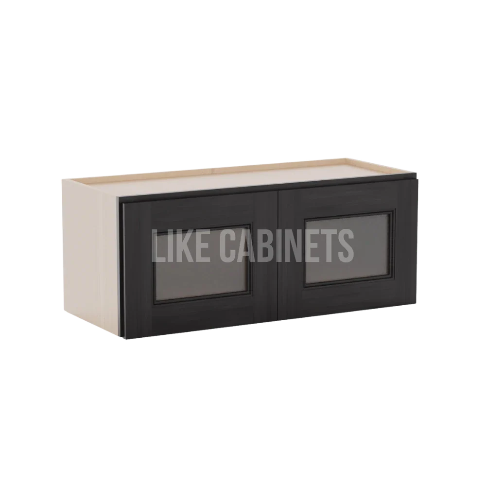 Double Smokey Gray 12''H Double Door Wall Cabinet Glass Doors