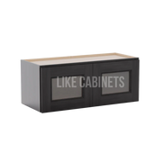Double Smokey Gray 12''H Double Door Wall Cabinet Glass Doors