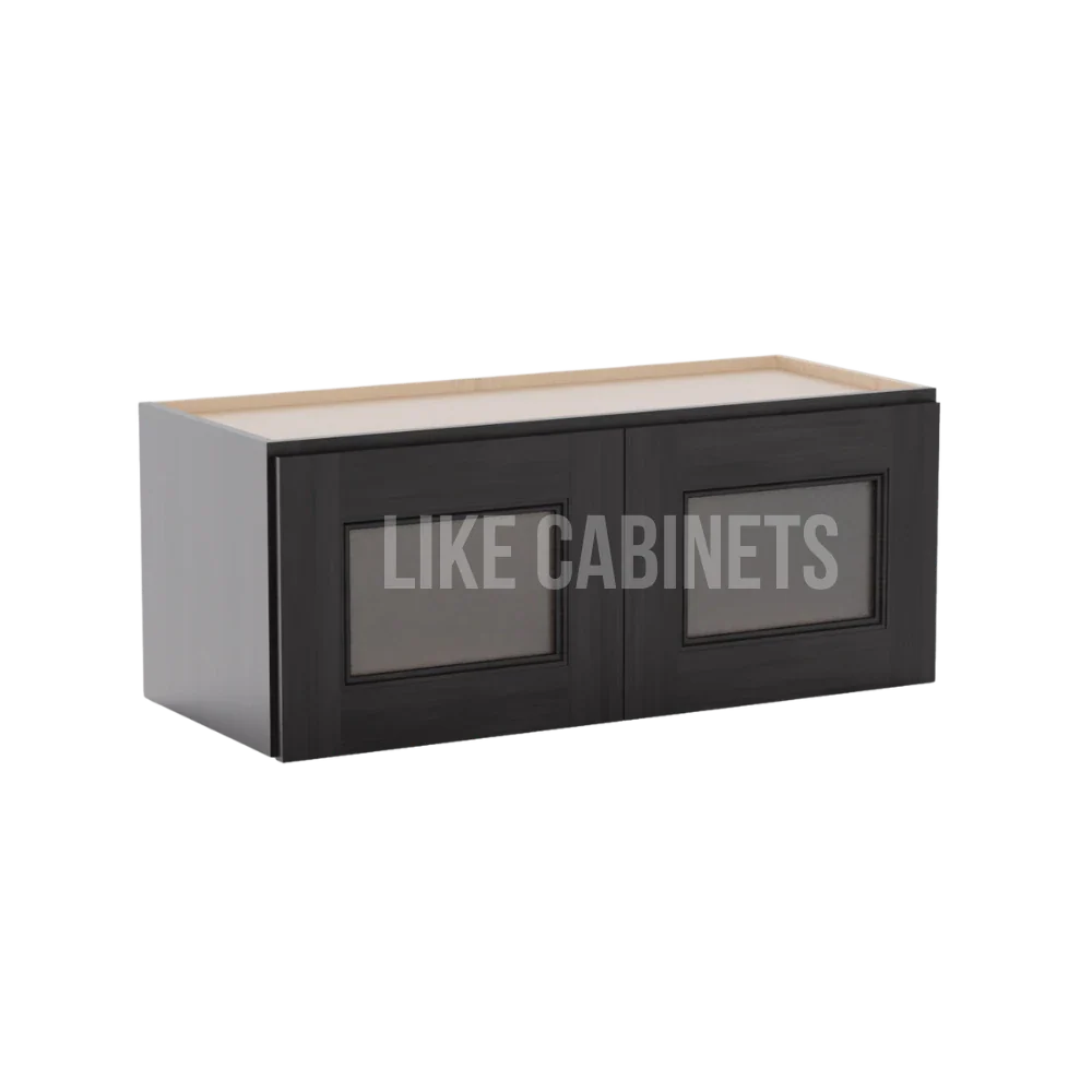 Double Smokey Gray 30''W Double Door Wall Cabinet whit Glass Doors