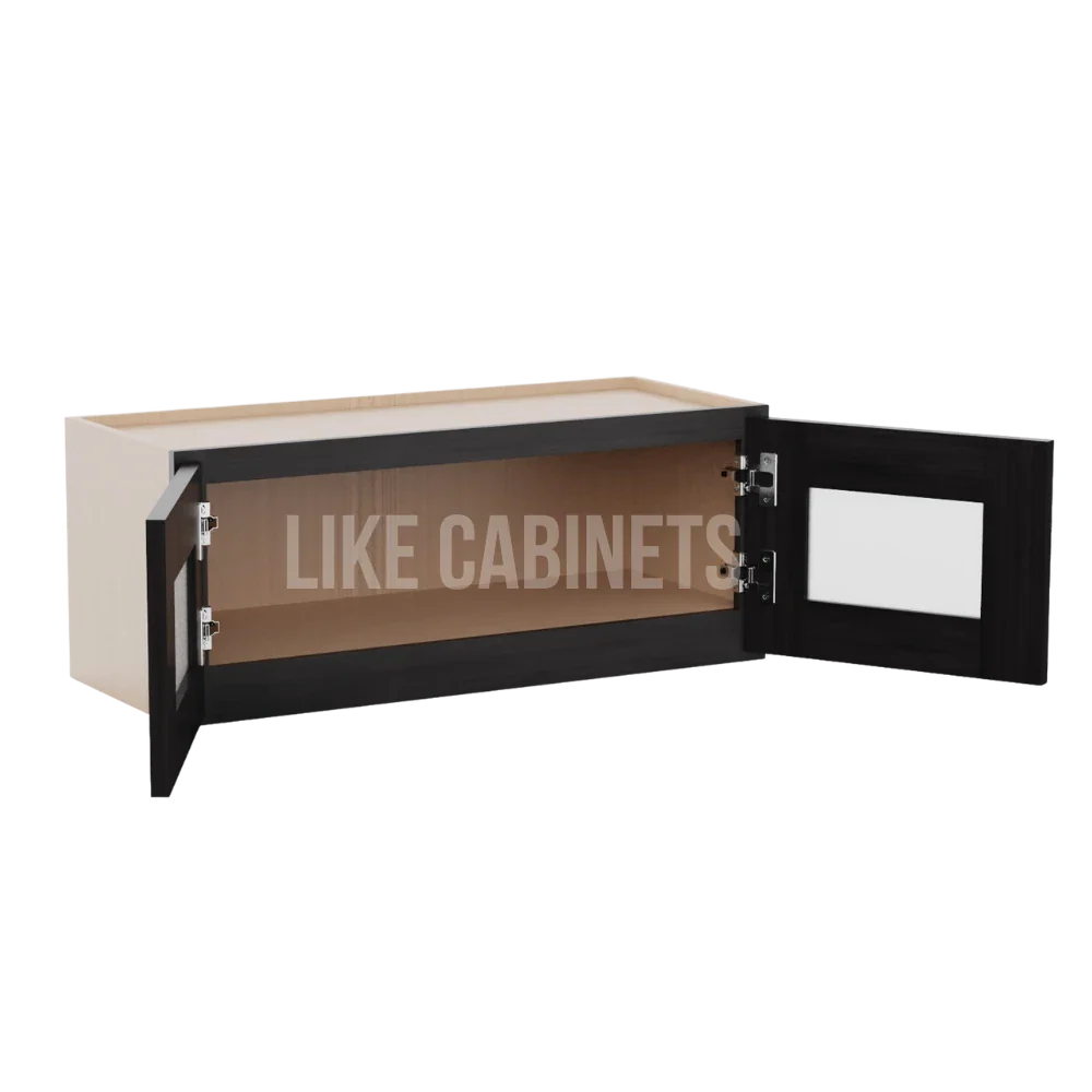 Double Smokey Gray 12''H Double Door Wall Cabinet Glass Doors