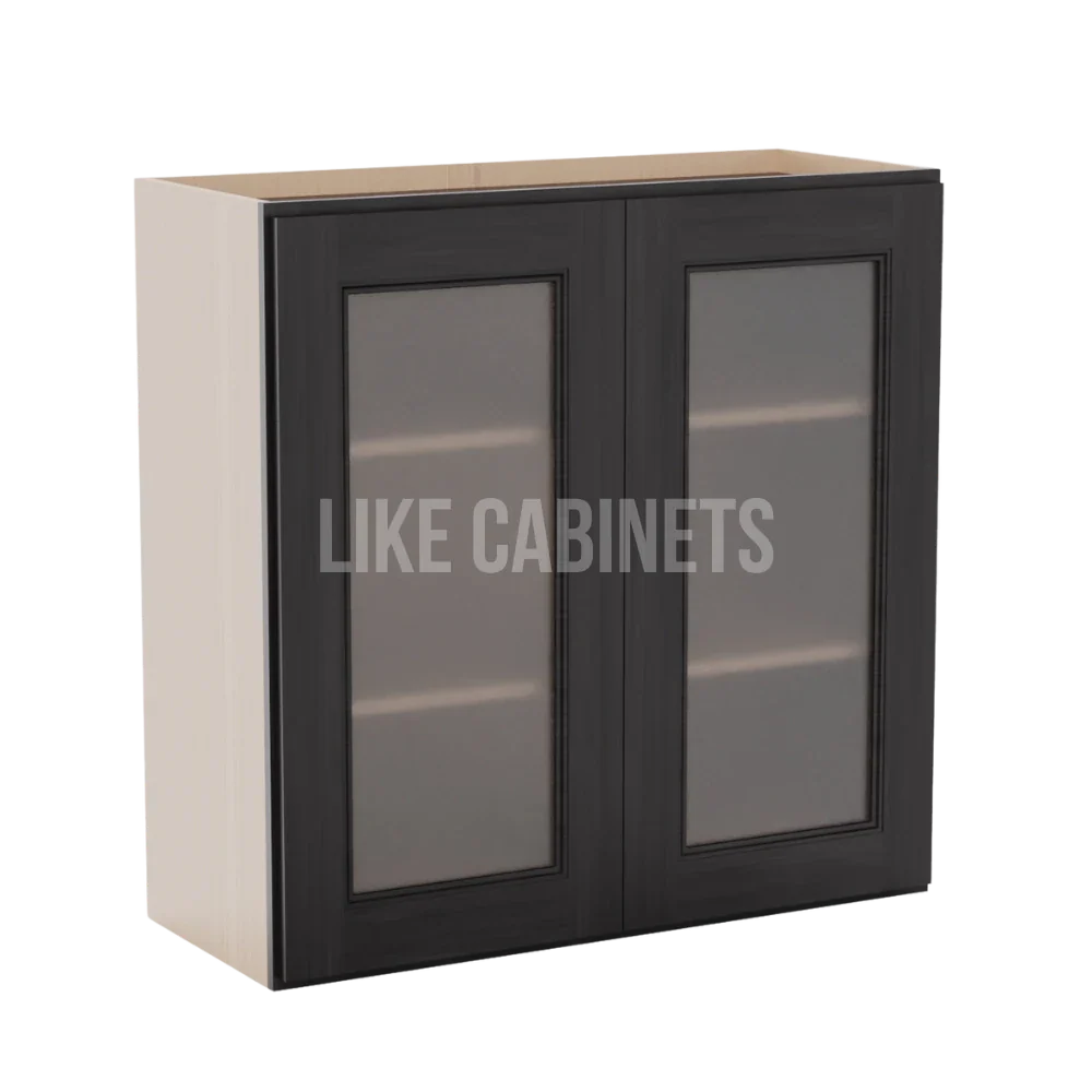 Double Smokey Gray 30'' H Double Door Wall Cabinet with Glass Doors