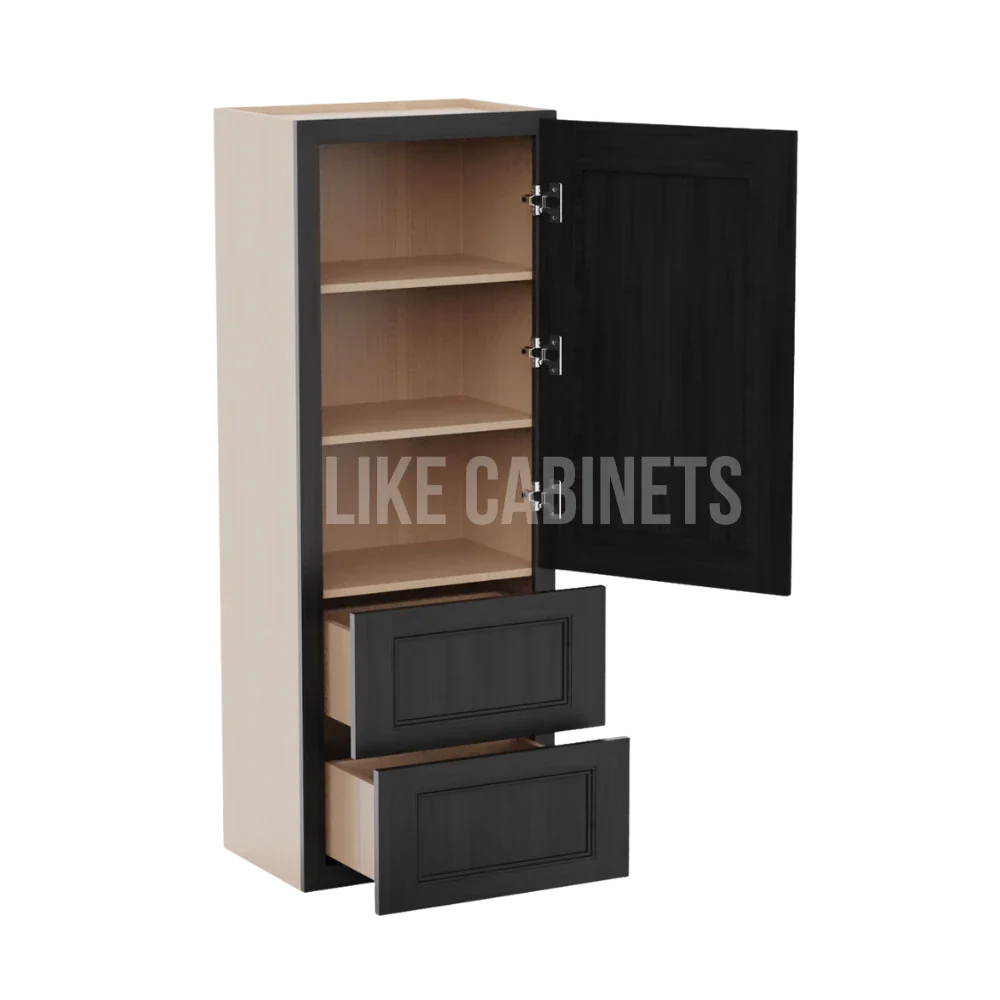 Double Smokey Gray 18''W Wall Cabinets With 2 Drawers