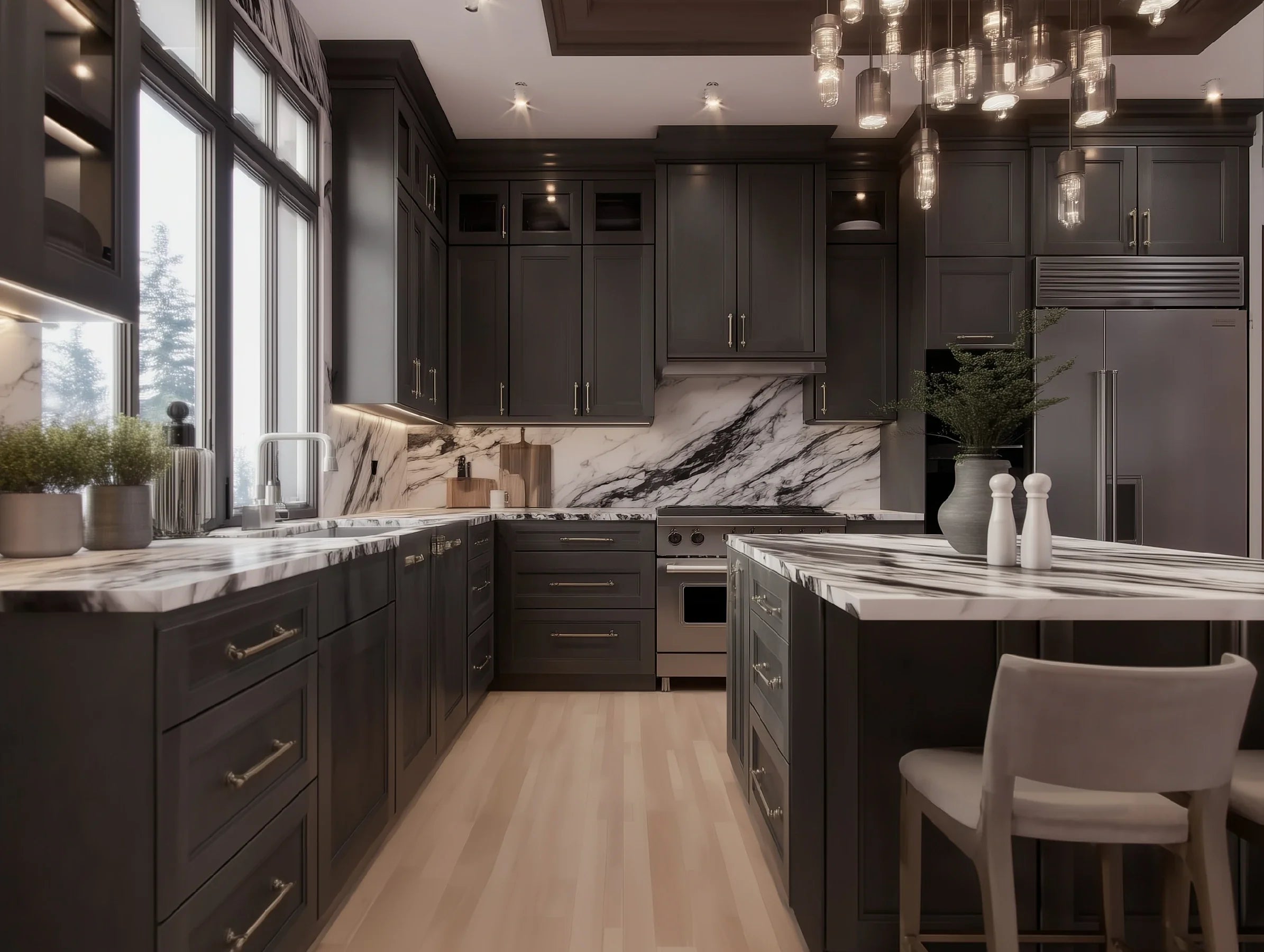 Double Smokey Gray 12''H Double Door Wall Cabinet Glass Doors