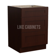 Shaker Espresso Three Drawer Base Cabinet