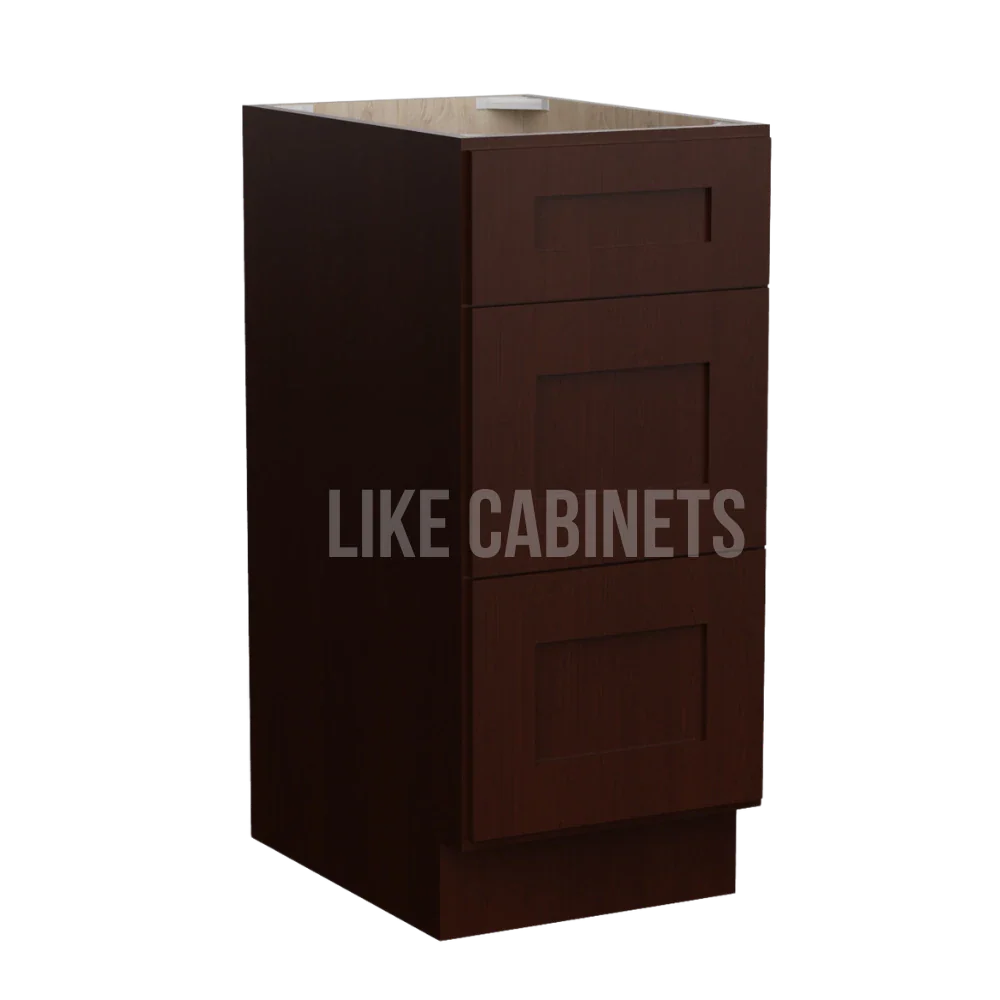 Shaker Espresso Vanity Three Drawer Base Cabinet