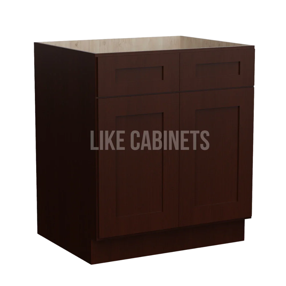 Shaker Espresso Base Cabinet with Double Doors and Drawers