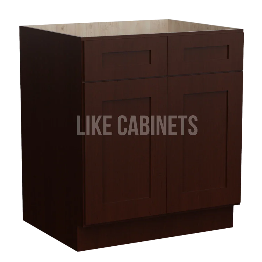 Shaker Espresso Base Cabinet with Double Doors and Drawers