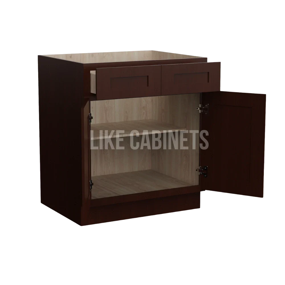 Shaker Espresso Base Cabinet with Double Doors and Drawers