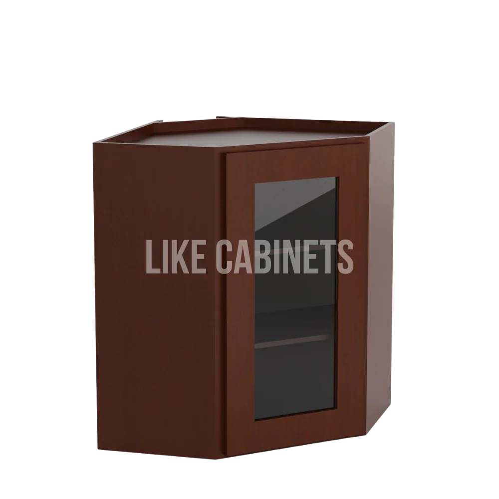 Shaker Espresso 24'' Diagonal Corner Wall Cabinet with Glass Door
