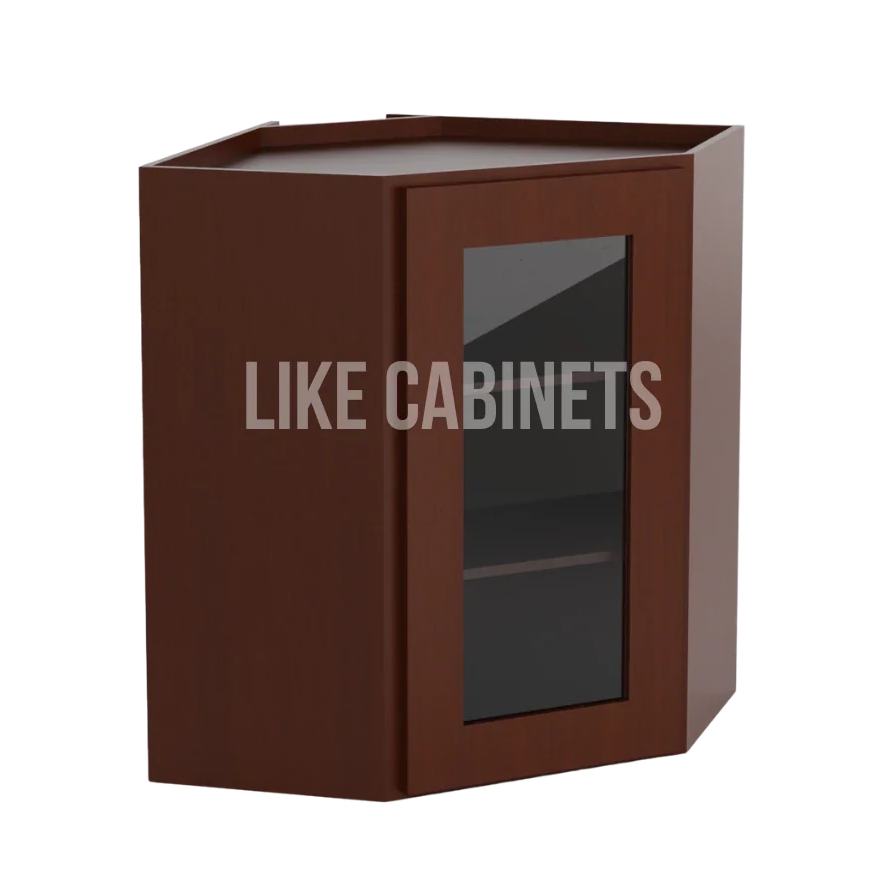Shaker Espresso 24'' Diagonal Corner Wall Cabinet with Glass Door