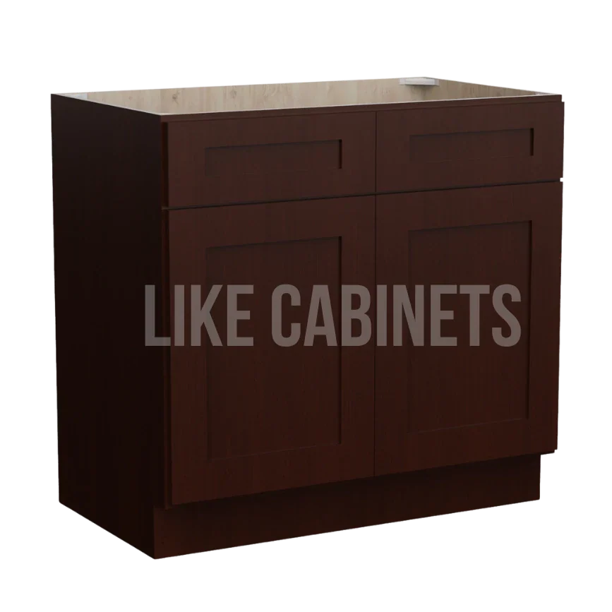 Shaker Espresso Double Vanity Sink Base Cabinet