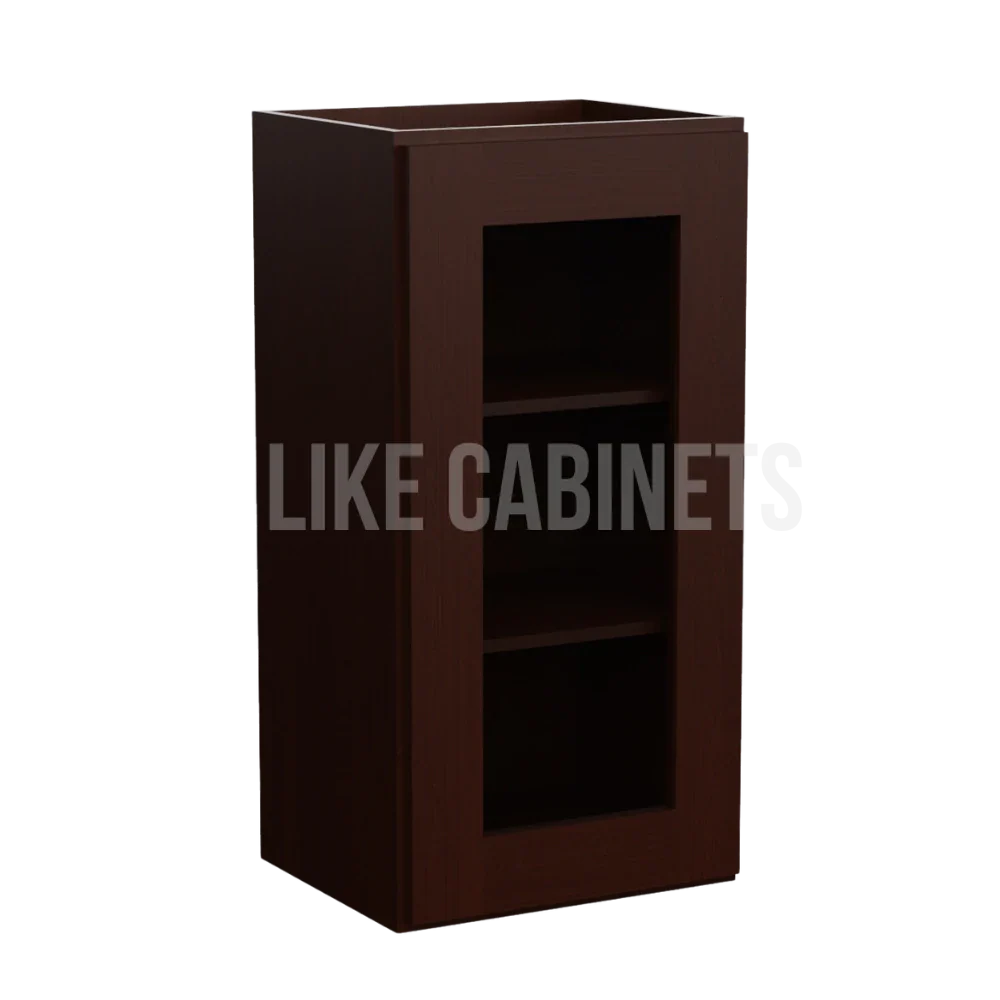 Shaker Espresso 30'' H Single Door Wall Cabinet with Glass Door