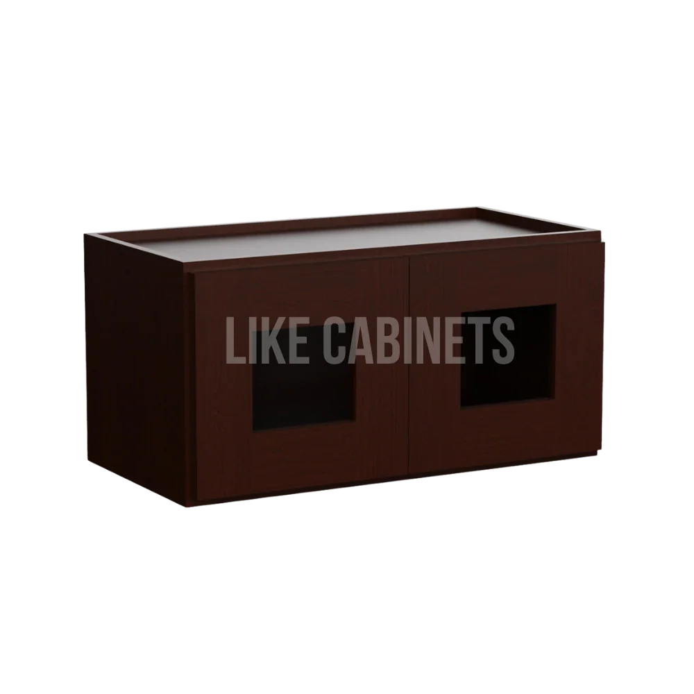 Shaker Espresso 12'' H Double Door Wall Cabinet with Glass Doors