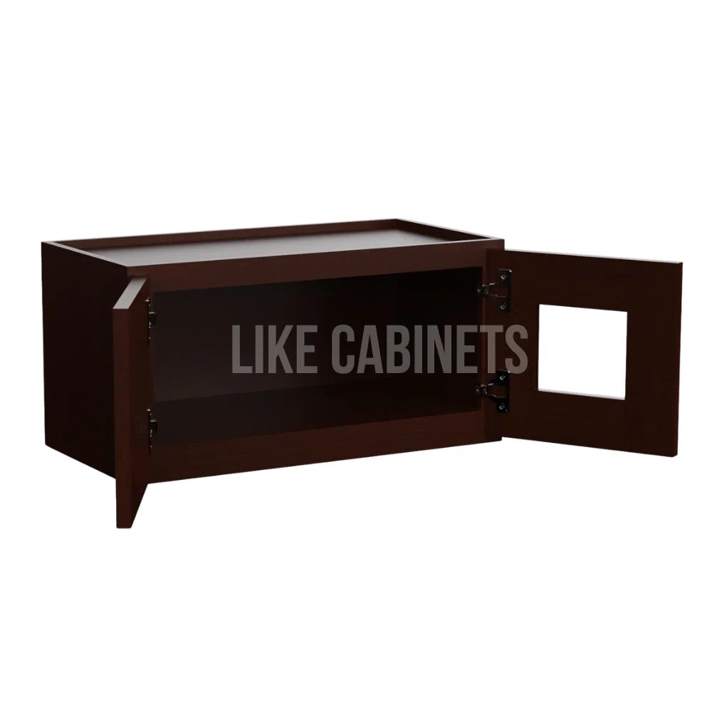 Shaker Espresso 12'' H Double Door Wall Cabinet with Glass Doors