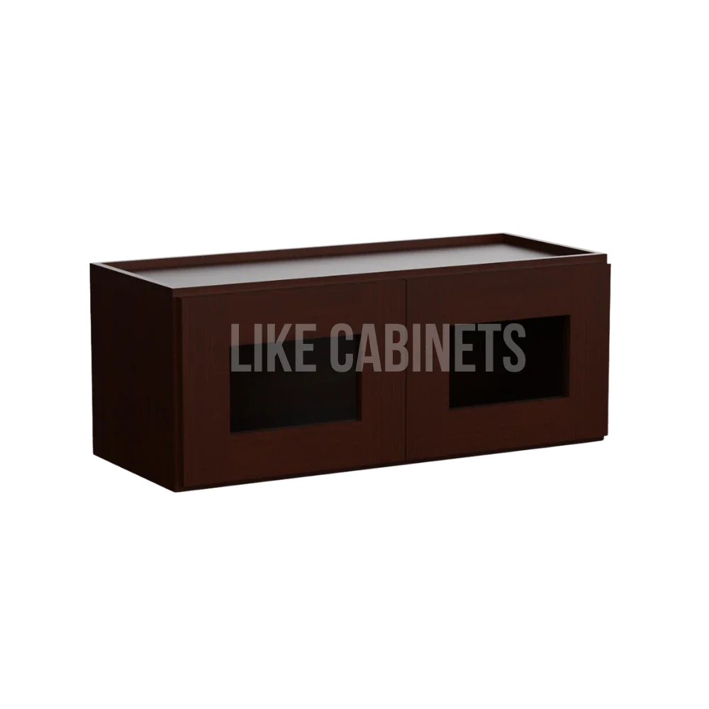 Espresso Shaker 12''H Double Door Wall Cabinet with Glass Doors