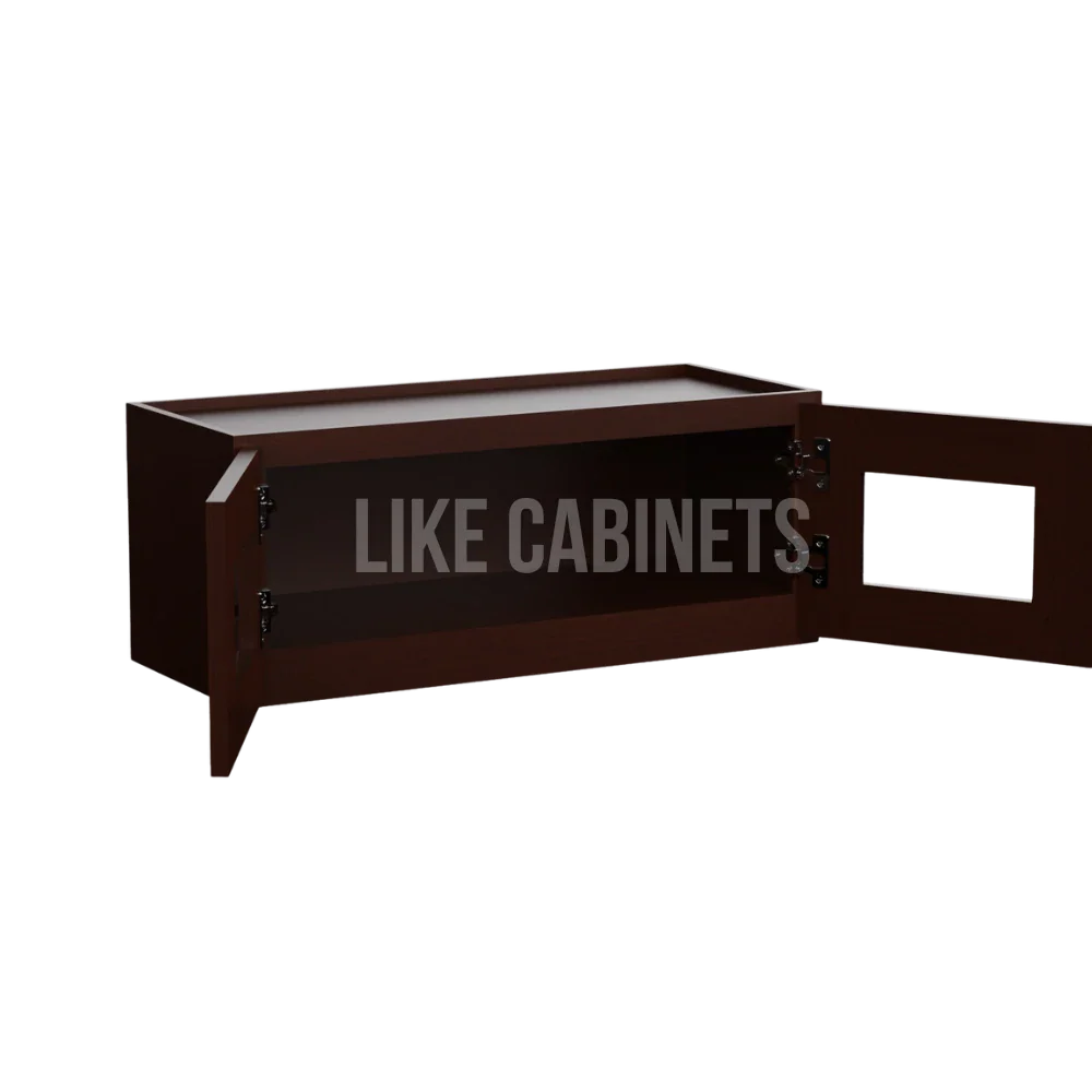 Espresso Shaker 12''H Double Door Wall Cabinet with Glass Doors