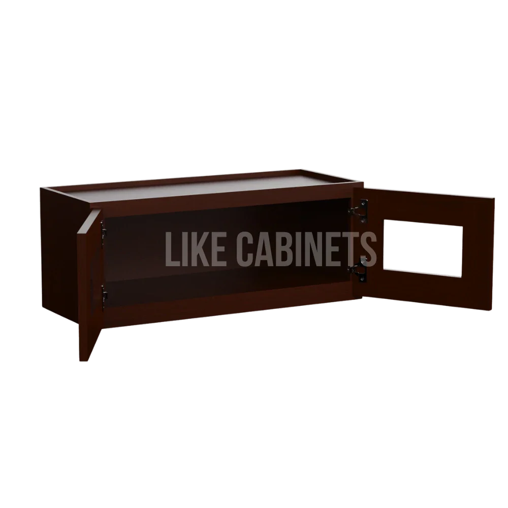 Shaker Espresso 18'' H Double Door Wall Cabinet With Glass Doors